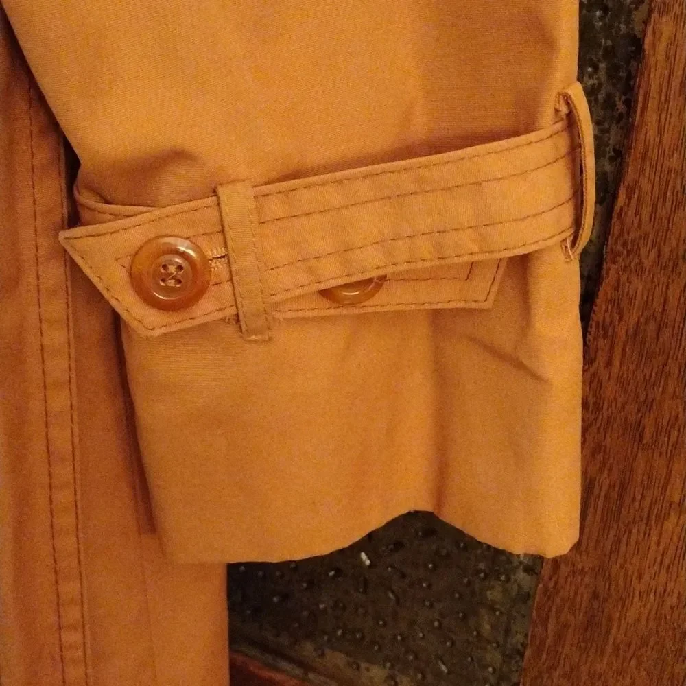 Vintage Foxland by Lanson Trench Raincoat with Waist Belt, Size 8, Light Orange